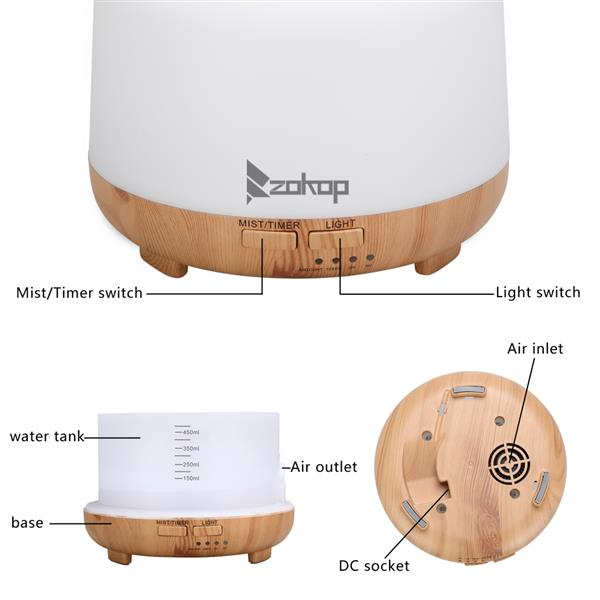 450ML Colorful RGB Light Aromatherapy Oil Diffuser