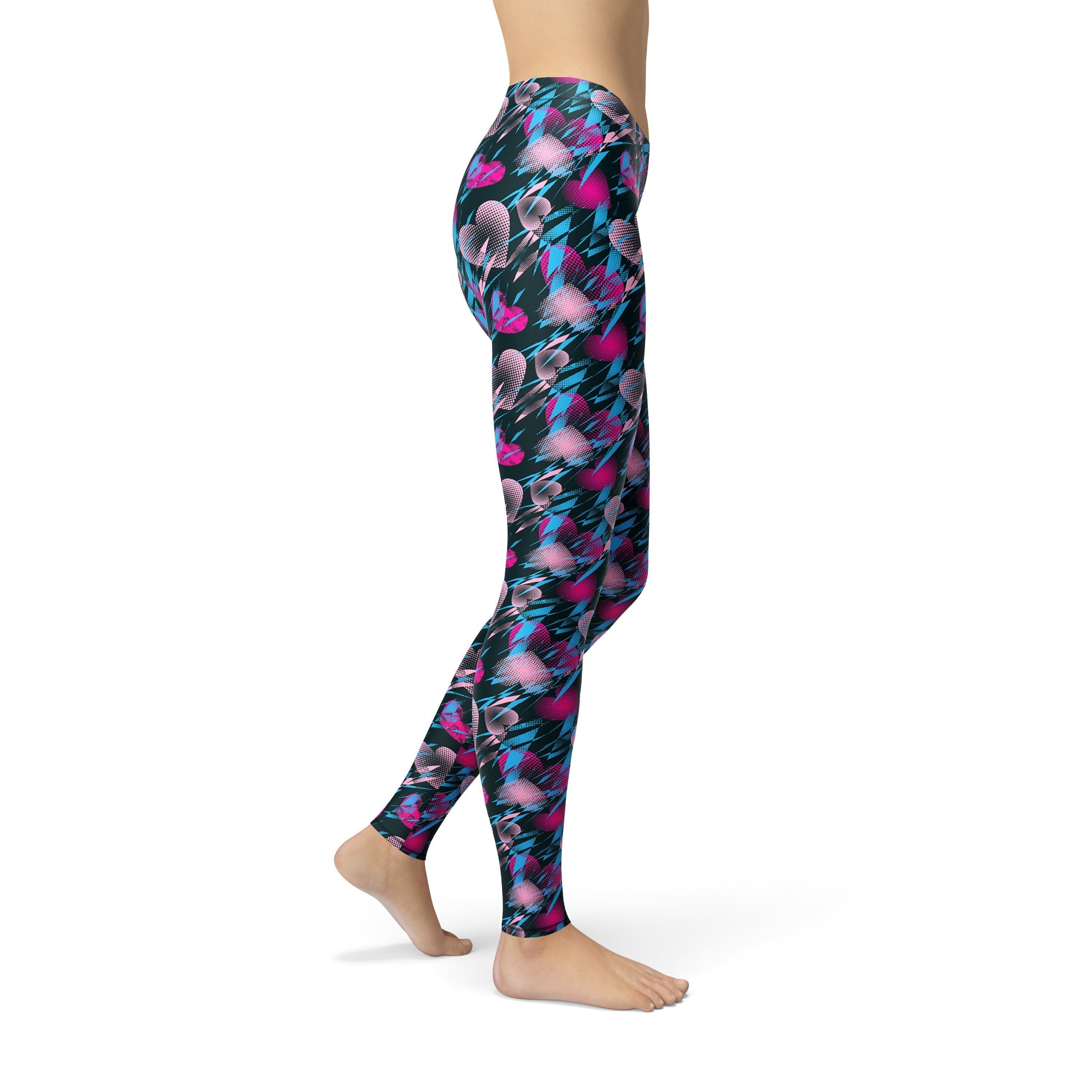 Avery Blue Pink Hearts Leggings