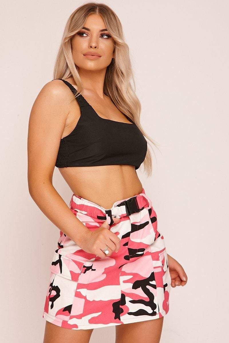 Pink Camo Print Utility Skirt